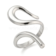 304 Stainless Steel Open Cuff Rings, Stainless Steel Color, Inner Diameter: 17mm(RJEW-K245-91P)
