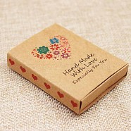 Kraft Paper Boxes and Necklace Jewelry Display Cards, Packaging Boxes, with Word and Flower Pattern, BurlyWood, Folded Box Size: 7.3x5.4x1.2cm, Display Card: 7x5x0.05cm(CON-L016-B08)