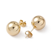 Rack Plating Brass Round Ball Stud Earrings for Women, Lead Free & Cadmium Free, Real 18K Gold Plated, 23.5x12mm, Pin: 0.7mm(EJEW-F294-08F-G)
