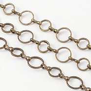 3.28 Feet Brass Handmade Chains, Unwelded, Nickel Free, Antique Bronze, 8~10x1mm(X-CHR024-CK142-AB-NF)