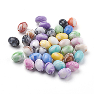 Acrylic Beads, Imitation Gemstone Style, Oval, Mixed Color, 13~13.5x9.5~10mm, Hole: 2mm, about 630pcs/500g(MACR-E025-32-10x13mm)