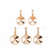 Brass Leverback Earring Findings, Nickel Free, Real 18K Gold Plated, Fit for 12mm Rhinestone, 22x14mm, Pin: 1mm(KK-N186-49)