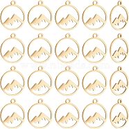 201 Stainless Steel Laser Cut Pendants, Mountain, Golden, 17x14.5x1mm, Hole: 1.5mm, 20pcs/box(STAS-UN0038-97)