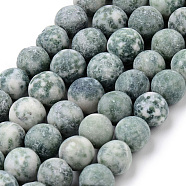Natural Qinghai Jade Round Bead Strands, Frosted Style, Round, 10~10.5mm, Hole: 1.2mm, about 37~40pcs/strand, 14.9~15.1 inch(38~38.5cm)(G-Q462-74-10mm)