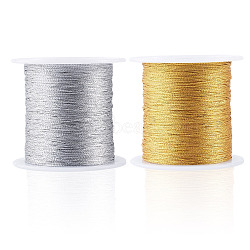 2 Rolls 2 Colors 3-Ply Round PET Metallic Thread, Mixed Color, 0.1mm, 1 roll/color(MCOR-TA0001-03A)