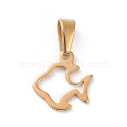 304 Stainless Steel Charms, Fish, Golden, 12x11x1mm, Hole: 6x2.5mm(STAS-I127-037G)