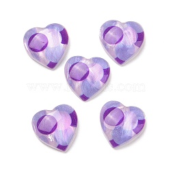 Printed Opaque Resin Cabochons, Heart, Purple, Round Pattern, 14x14x4mm(FIND-E020-09A-04)