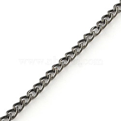 Unwelded Iron Curb Chains, with Spool, Gunmetal, 3.4x2.4x0.7mm, about 328.08 Feet(100m)/roll(CH-R078-07B)