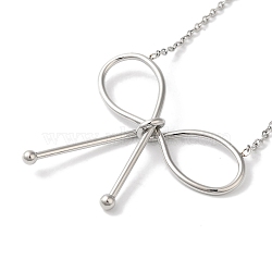 Non-Tarnish 304 Stainless Steel Cable Chain Bowknot Pendant Necklaces, Stainless Steel Color, 18.31 inch(46.5cm)(NJEW-Z041-02P-01)