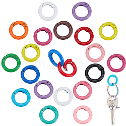 Elite 30Pcs 15 Colors Zinc Alloy Spring Gate Rings, Round Ring, Mixed Color, 20x3.5mm, 7 Gauge, Inner Diameter: 13mm, 2pcs/color(FIND-PH0006-47)
