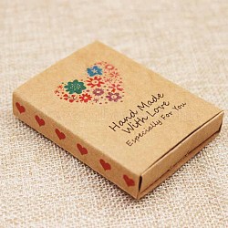 Kraft Paper Boxes and Necklace Jewelry Display Cards, Packaging Boxes, with Word and Flower Pattern, BurlyWood, Folded Box Size: 7.3x5.4x1.2cm, Display Card: 7x5x0.05cm(CON-L016-B08)