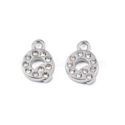 304 Stainless Steel Charms, with Crystal Rhinestone, Letter, Letter.Q, 10~10.5x2~8x2mm, Hole: 1.2mm(STAS-N095-137Q)