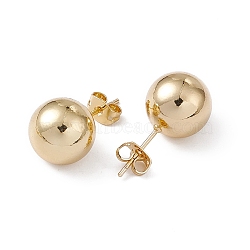 Rack Plating Brass Round Ball Stud Earrings for Women, Lead Free & Cadmium Free, Real 18K Gold Plated, 23.5x12mm, Pin: 0.7mm(EJEW-F294-08F-G)