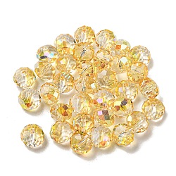 Electroplate Glass Beads, Faceted, Rondelle, Gold, 8x6mm, Hole: 1.6mm, 100pcs/bag(EGLA-Z004-01B-10)