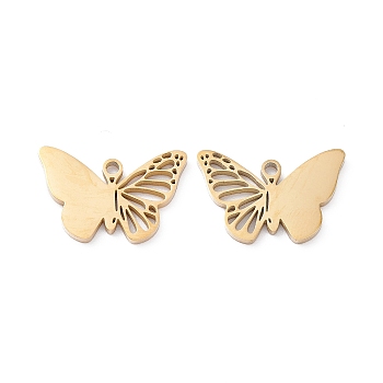 201 Stainless Steel Charms, Hollow, Butterfly Charms, Golden, 12x18x1mm, Hole: 1.5mm