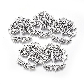 Alloy Pendants, Cadmium Free & Nickel Free & Lead Free, Tree of Life, Tree, Antique Silver, 50x46x2mm, Hole: 3mm