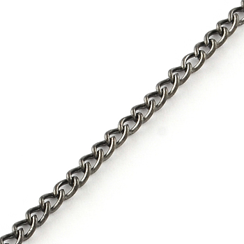 Unwelded Iron Curb Chains, with Spool, Gunmetal, 3.4x2.4x0.7mm, about 328.08 Feet(100m)/roll