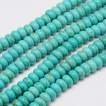 Synthetic Turquoise Beads Strands, Dyed, Rondelle, Turquoise, 4x2mm, Hole: 1mm, about 160pcs/strand, 15.5 inch