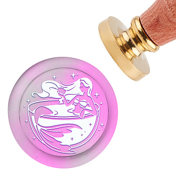 Brass Wax Seal Stamp with Handle, for DIY Scrapbooking, Mermaid Pattern, 3.5x1.18 inch(8.9x3cm)