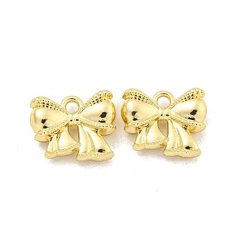 Rack Plating Alloy Charms, Bowknot, Golden, 11x13x4mm, Hole: 1.6mm