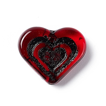 Czech Glass Beads, Heart, Dark Red, 13.5x16.5x4.5mm, Hole: 1mm