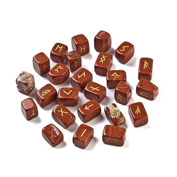 Rectangle Natural Red Jasper Rune Stones, Healing Stones for Chakras Balancing, Crystal Therapy, Meditation, Reiki, Divination, 15~16x11~12x11~11.5mm, 25pcs/set