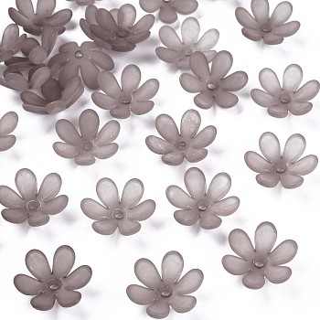 Transparent Acrylic Beads, Frosted, Flower, Dark Gray, 20.5x18.5x6.5mm, Hole: 2mm, about 857pcs/500g