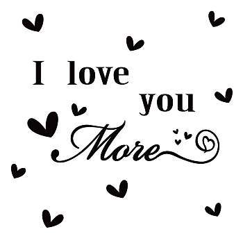 PVC Wall Stickers, for Wall Decoration, Word I Love You More, Heart Pattern, 240x650mm