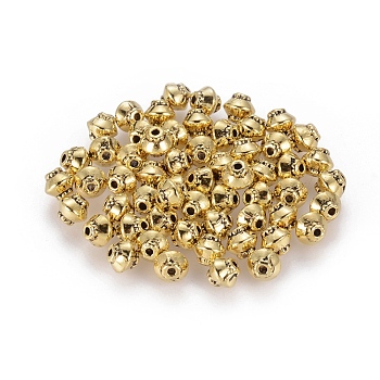 Tibetan Style Spacer Beads, Bicone, Antique Golden Color, Lead Free & Nickel Free & Cadmium Free, Made of Zinc Alloy, Size: about 5mm in diameter, 4.5mm thick, hole: 1mm