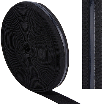 Imitation Nylon Flat Elastic Non-slip Band, Silicone Gripper Elastic Cord, For Clothing, Garment Accessories, Black, 22mm