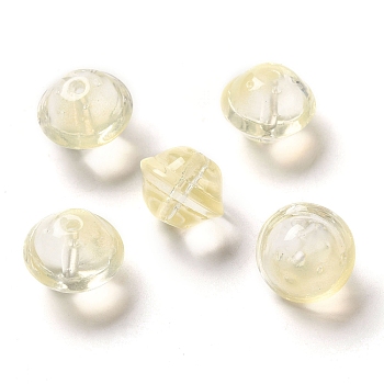 Transparent Glass Beads, Round, Yellow, 15.5x12mm, Hole: 1.8mm