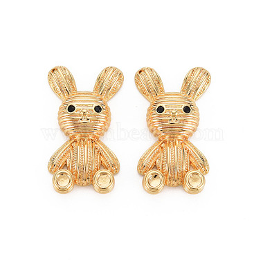 Real 18K Gold Plated Black Rabbit Brass+Cubic Zirconia Pendants