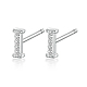 boucles d'oreilles à tige en argent sterling plaqué rhodium anti-ternissement avec lettre initiale 925(HI8885-09)-1