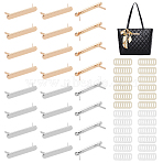 24 Sets 2 Colors Zinc Alloy Bag Decorative Clasps, Stamping Blank Tags, with Iron Gasket, Oval, Platinum & Light Gold, 4x0.7x0.4cm, 12 sets/color(FIND-WR0010-66)