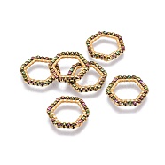 MIYUKI & TOHO Handmade Japanese Seed Beads, with 304 Stainless Steel Link Rings, Loom Pattern, Hexagon, Golden, Colorful, 15~15.5x16x1.8~2mm(SEED-A028B-S-13G)