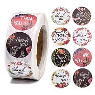 1 Inch Thank You Theme Self-Adhesive Paper Stickers, Gift Tag, for Party, Decorative Presents, Round, Colorful, 25mm, 500pcs/roll(X-DIY-K027-B04)