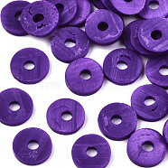 Handmade Polymer Clay Beads, for DIY Jewelry Crafts Supplies, Disc/Flat Round, Heishi Beads, Dark Orchid, 8x1mm, Hole: 2mm, about 13000pcs/1000g(CLAY-Q251-8.0mm-98)