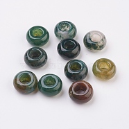 Natural Indian Agate European Beads, Large Hole Beads, Rondelle, 14x7~8mm, Hole: 6mm(X-G-G740-14x8mm-11)