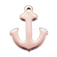 Ion Plating(IP) 304 Stainless Steel Pendants, Anchor, Rose Gold, 16x13x0.8mm, Hole: 1mm(STAS-D167-05RG)