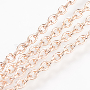 Iron Cable Chains, for DIY Jewelry Making, with Spool, Unwelded, Oval, Rose Gold, 3x2x0.5mm, about 328.08 Feet(100m)/roll(CH-S079-RG)