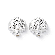 Alloy Beads, Long-Lasting Plated, Tree, Silver, 8x7.5x3mm, Hole: 1.2mm(PALLOY-F309-02S)