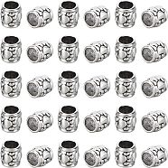 CHGCRAFT Tibetan Style Zinc Alloy Beads, Drum with Dog Paw Prints, Large Hole Beads, Lead Free & Cadmium Free, Antique Silver, 10x9.8mm, Hole: 6.2mm, 100pcs(TIBEB-CA0001-14)