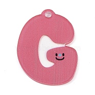 Acrylic Pendants, Letter with Smiley Face , Letter G, 29~38x21.5~34.5x2.3mm, Hole: 3mm(MACR-R002-01G)