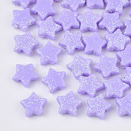 Opaque Acrylic Beads, with Glitter Powder, Star, Medium Purple, 9.5x10x4mm, Hole: 1.6mm(MACR-T033-04C)