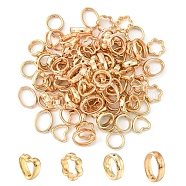 100Pcs 4 Style CCB Plastic Bead Frames, Heart & Flower & Oval & Ring, Light Gold, 11~15x11.5~12x3.5~4mm, Hole: 1.5~1.6mm, 25pcs/style(KY-YW0001-22)