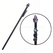 Natural Amethyst Magic Wand, Cosplay Magic Wand, with Wood Wand, for Witches and Wizards, 320mm(PW-WG33036-06)