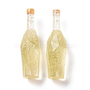 Dummy Bottle Transparent Resin Cabochon, with Glitter Powder, Yellow, 41.5x12.5x12.5mm(RESI-E025-03C)