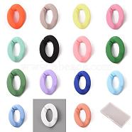 HOBBIESAY 120Pcs 15 Colors Spray Painted Acrylic Linking Ring, Quick Link Connectors, Rubberized Style, Twist, for Curb Chain Making, Mixed Color, 23x16x4.5mm, Inner Diameter: 13x7mm, 8pcs/color(OACR-HY0001-01)
