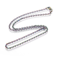 Ion Plating(IP) 304 Stainless Steel Cable Chain Necklaces, with Lobster Claw Clasps, Rainbow Color, 23.62 inch(60cm)(NJEW-P251-01B)