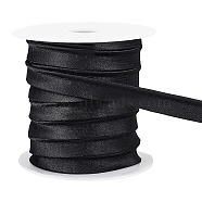 25M Flat Satin Piping Ribbon, Cotton Ribbon for Cheongsam, Clothing Decoration, Black, 1/2 inch(11.5mm), about 27.34 Yards(25m)/Roll(OCOR-BC0006-31C)
